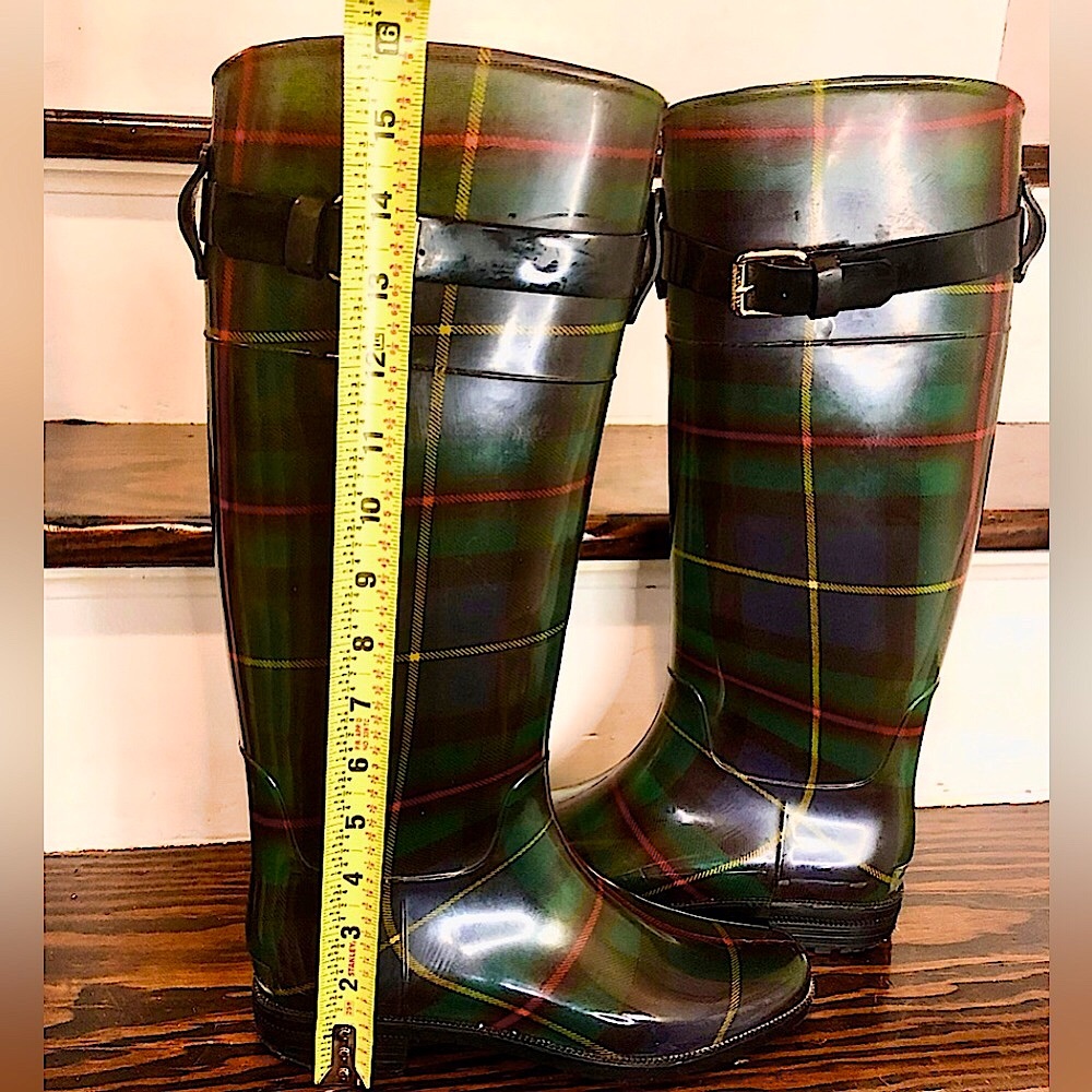RALPH LAUREN Rossalyn II Black Watch Plaid Knee High Rainboots - Picture 10 of 17